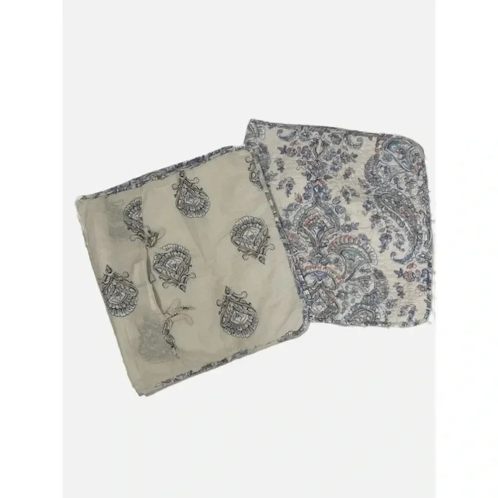 Rachel Ashwell Quilted‎ Pillow Covers Paisley Floral
Blue White Size 21x37 Set